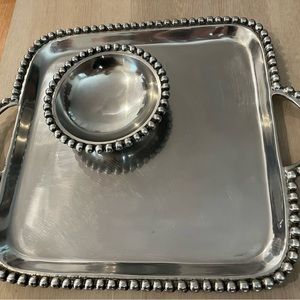 Aluminum, serving tray and a bowl. Perfect for parties